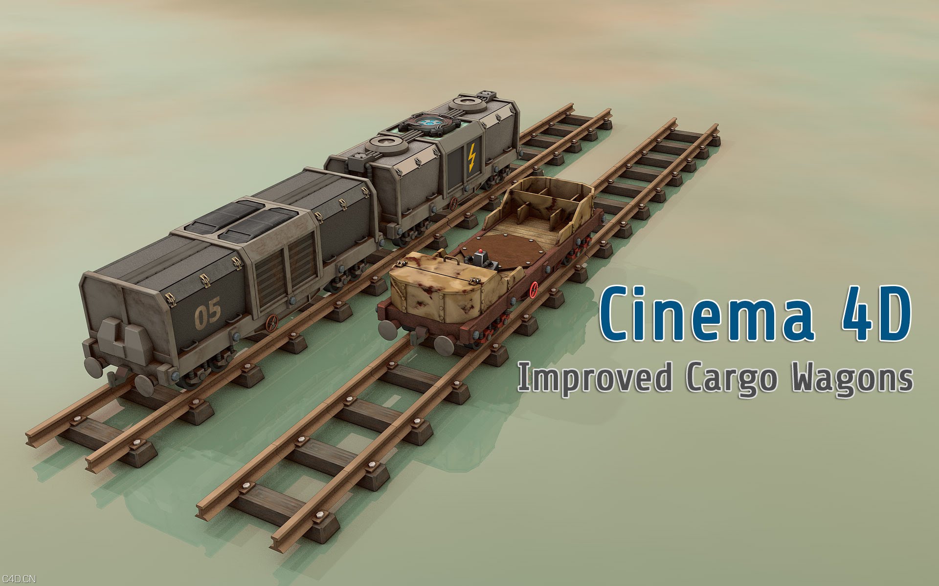 C4D轨道列车建模视频教程 Raytracing - Cinema4D - Train Waggons