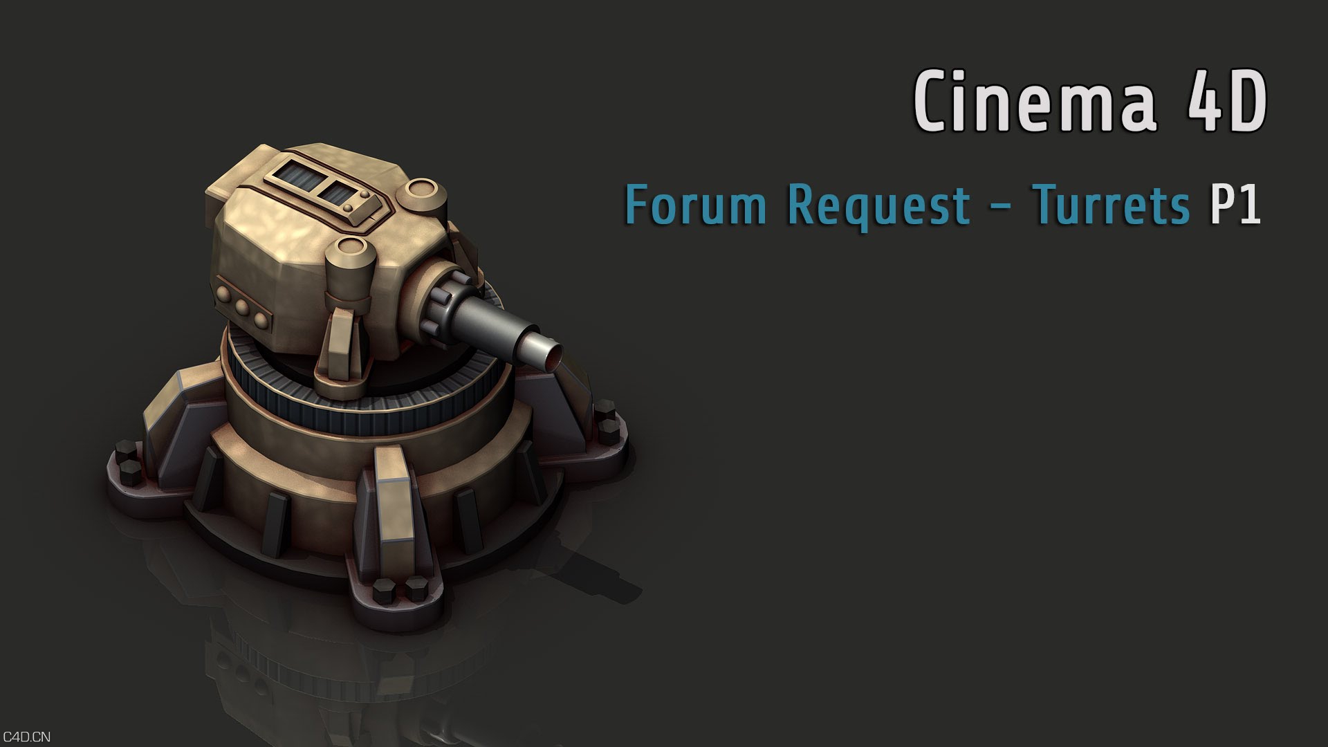 C4D游戏中的坦克炮塔快速建模视频教程 Turrets again - Fast Modell - P1