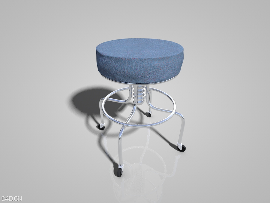 医院医疗器械：单人医用圆凳C4D模型 Stool - C4D之家 - 1.jpg