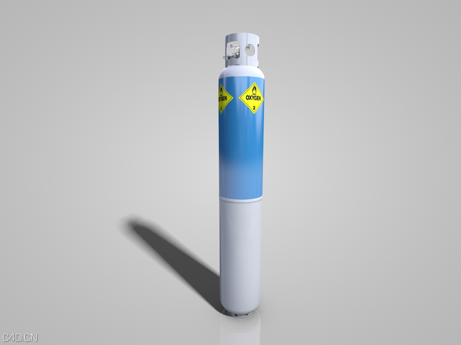 医院医疗器械：医用氧气罐C4D模型 Oxygen-Tank - C4D之家 - 1.jpg
