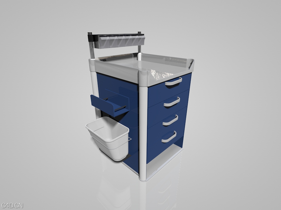 医院医疗器械：护士护理车、药品柜C4D模型 Medicine-Cabinet - C4D之家 - 1.jpg