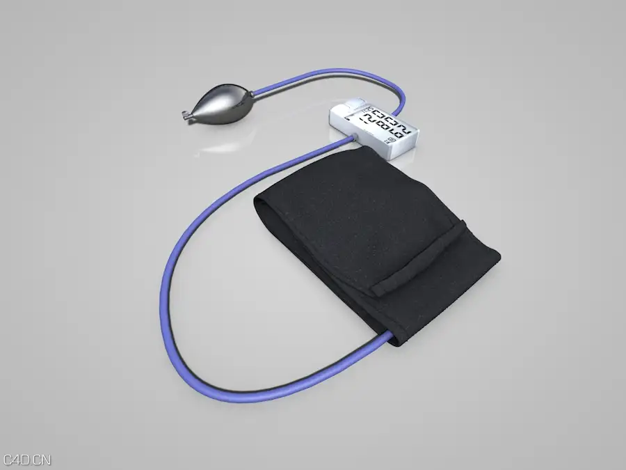 医院医疗器械：台式充气水银血压计C4D模型 Blood-Pressure-Cuff - C4D之家 - 1.jpg