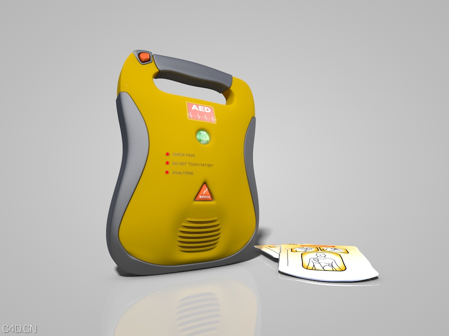 医院医疗器械：除颤器C4D模型 AED-Defibrillator - C4D之家 - 1.jpg