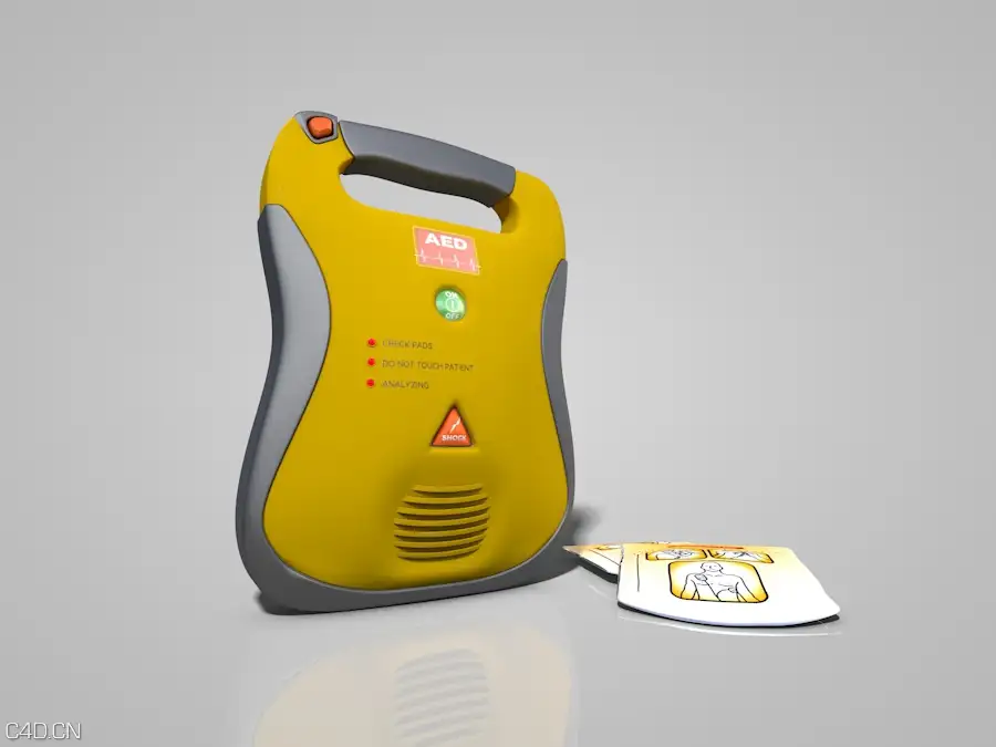医院医疗器械：除颤器C4D模型 AED-Defibrillator - C4D之家 - 1.jpg