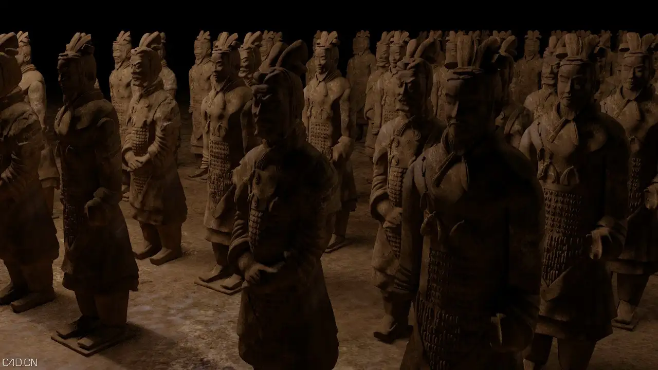 秦始皇兵马俑雕塑群C4D模型 Terracotta Warriors