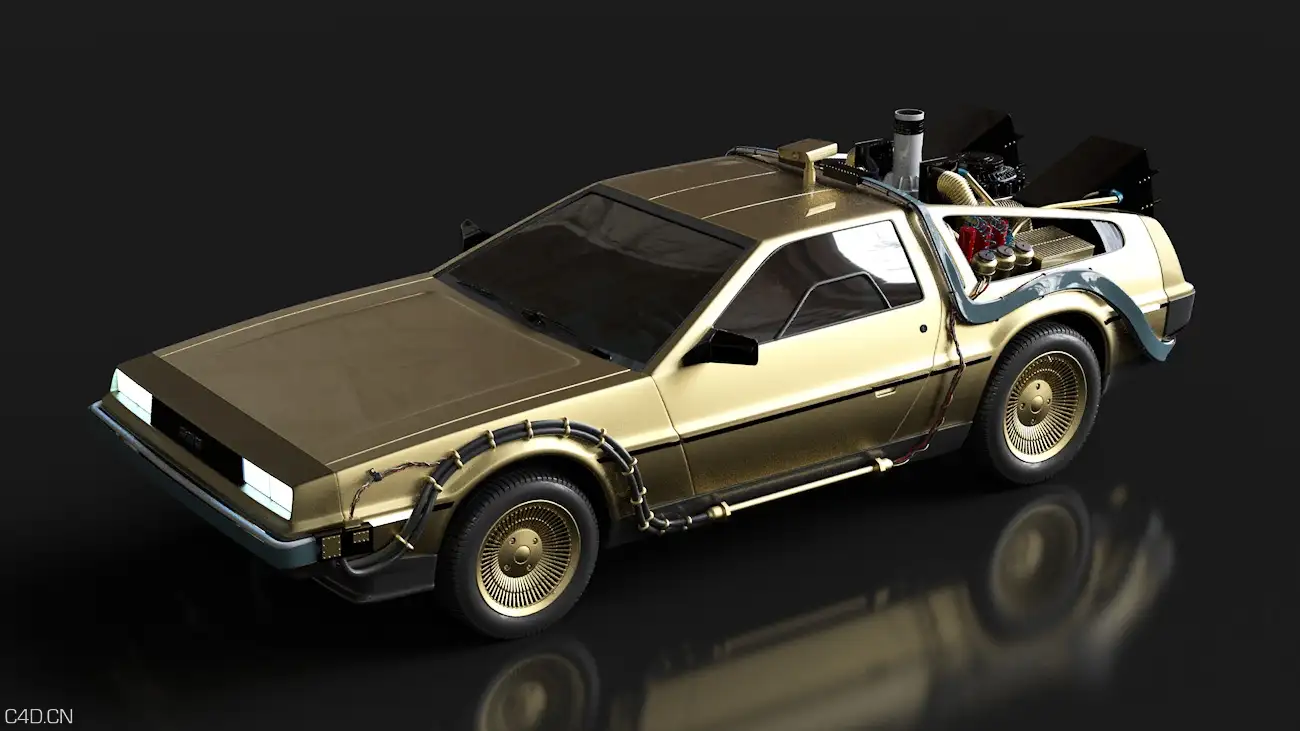 C4D材质表面实用进阶处理视频教程 Texturing With Topcoat - C4D之家 - DeloreanGold.jpg