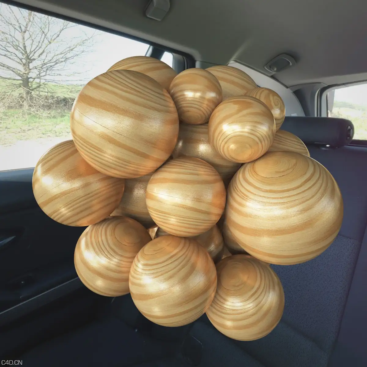 C4D材质表面实用进阶处理视频教程 Texturing With Topcoat - C4D之家 - WoodSpheres2.jpg