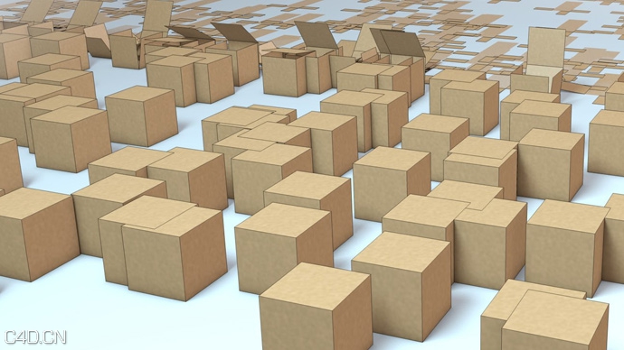C4D利用运动图形效果器制作折叠箱动画教程
