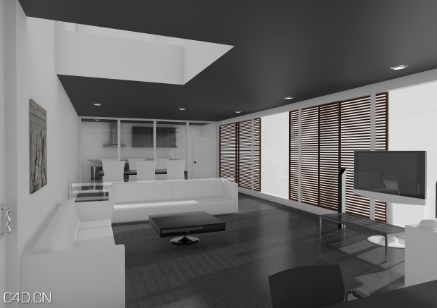 大气的客厅C4D模型 Living Room - C4D之家 - 1.jpg