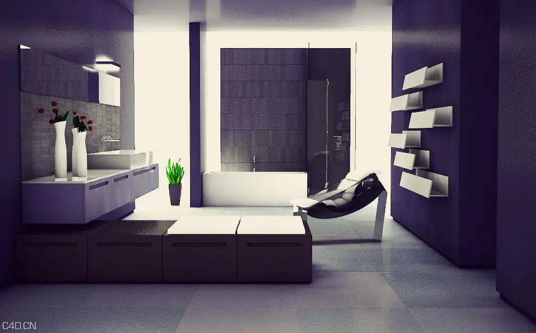 洗手间、卫生间C4D渲染模型 Restroom