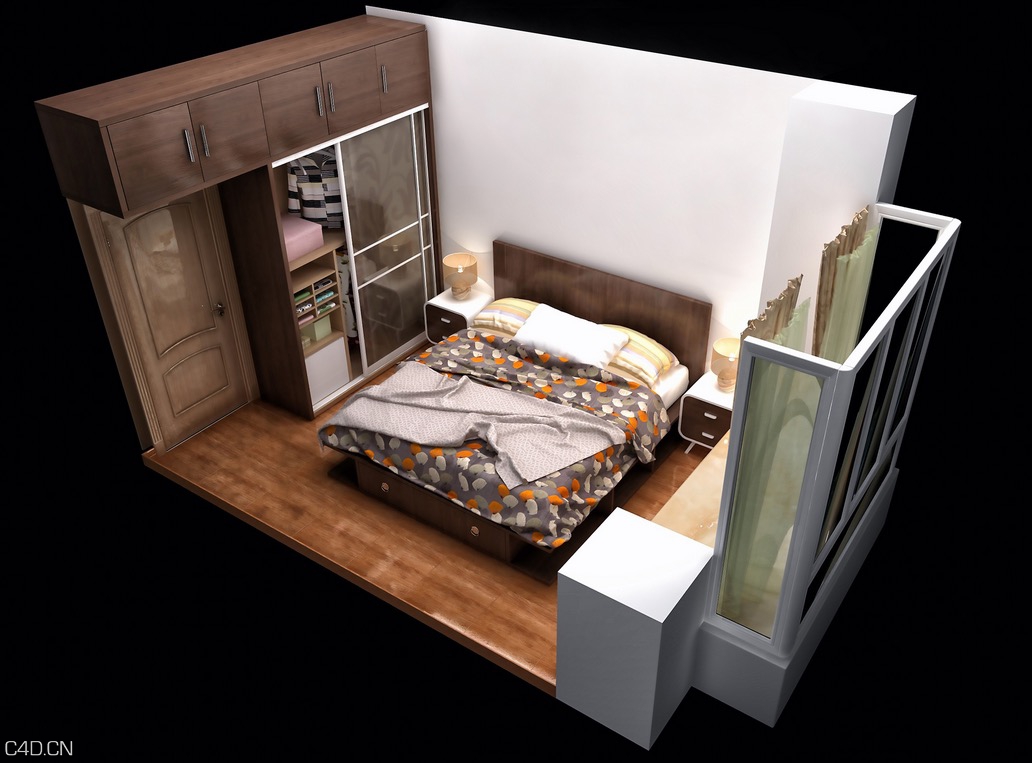 单人卧室C4D for VRAY渲染工程 Single bedroom - C4D之家 - cinema4d_ 2015-11-27 00.50.22.jpg