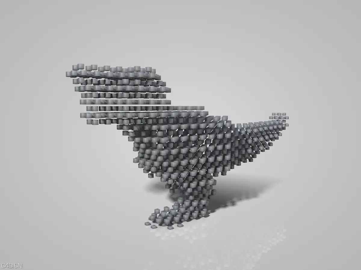 像素恐龙行走沙化动画效果C4D工程文件