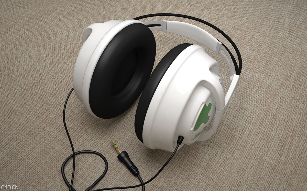时尚乳白色耳机C4D模型（c4d for vray） Headset - C4D之家 - 耳机.jpg