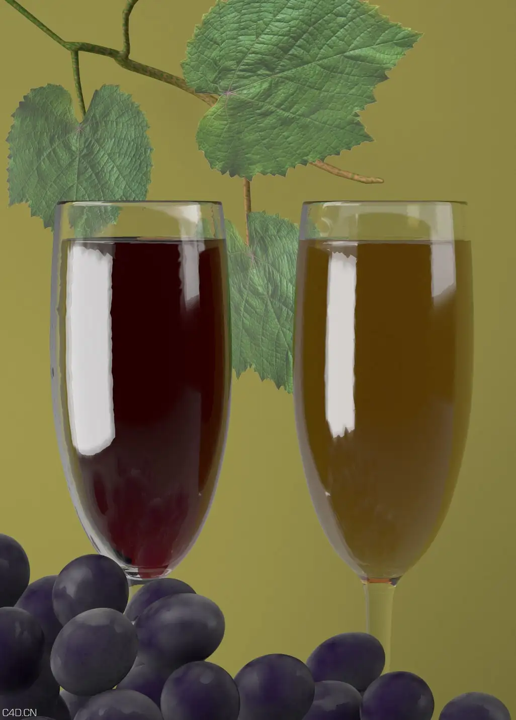 红酒葡萄C4D模型（c4d for vray） Red wine grape