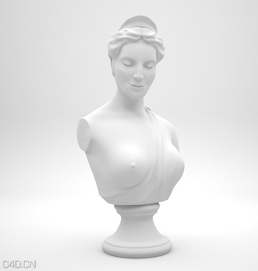 女性半身雕像C4D模型（c4d for vray）Female statue