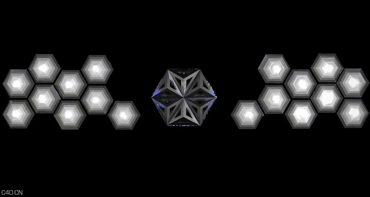 C4D蜂巢六边形投影动画工程文件下载 Projection animation project
