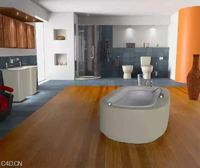 Cinema4d 制作浴室室内场景 Arab4d - Bathroom Interior Cinema4d