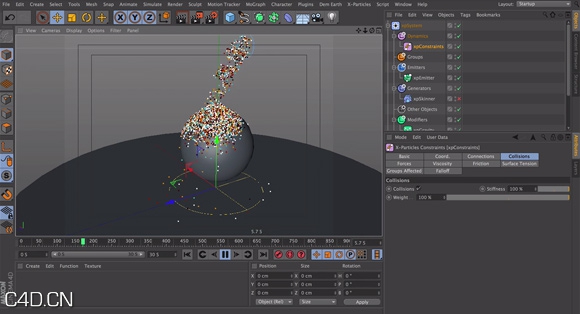 C4D X-Particles 3创建粘性流体教程