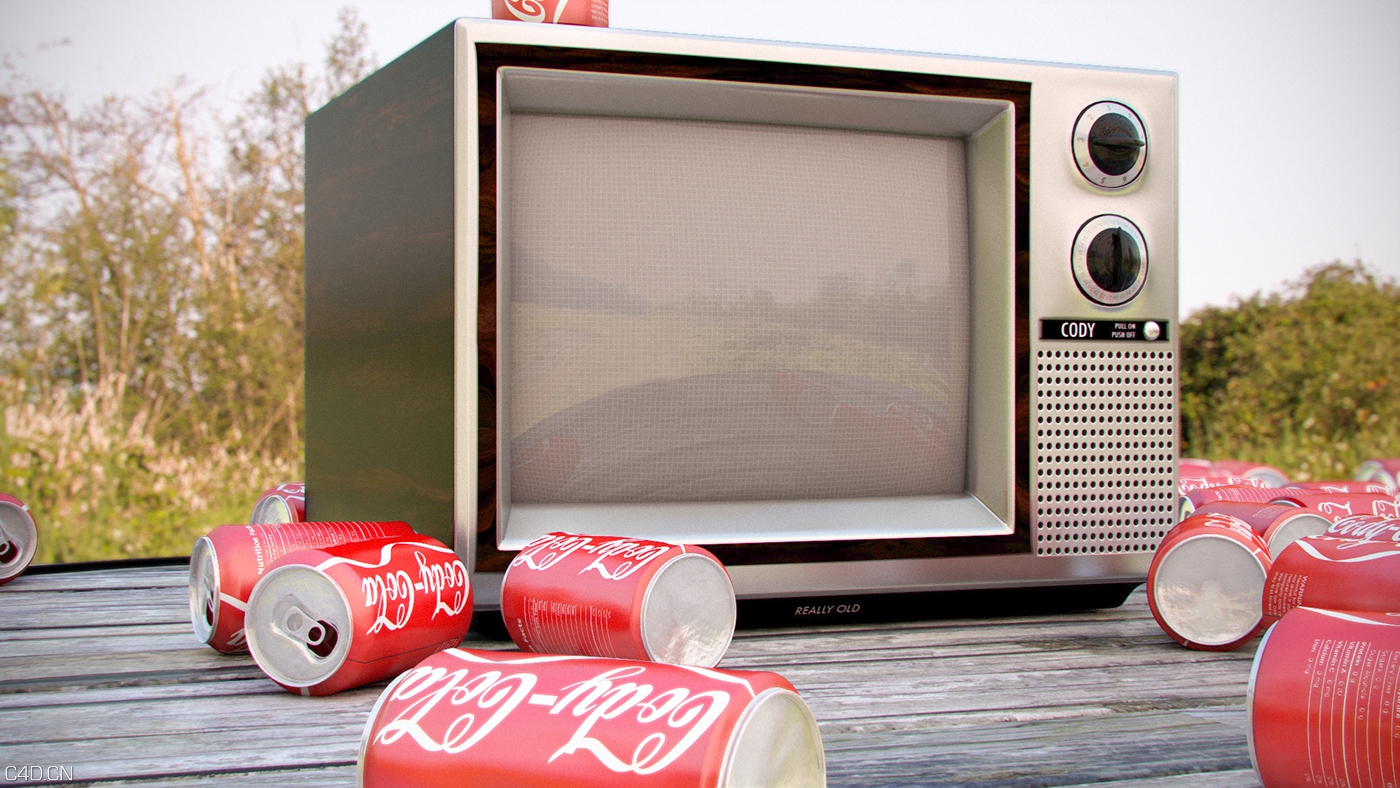 陈旧的电视机C4D渲染作品 The Original Curved Display