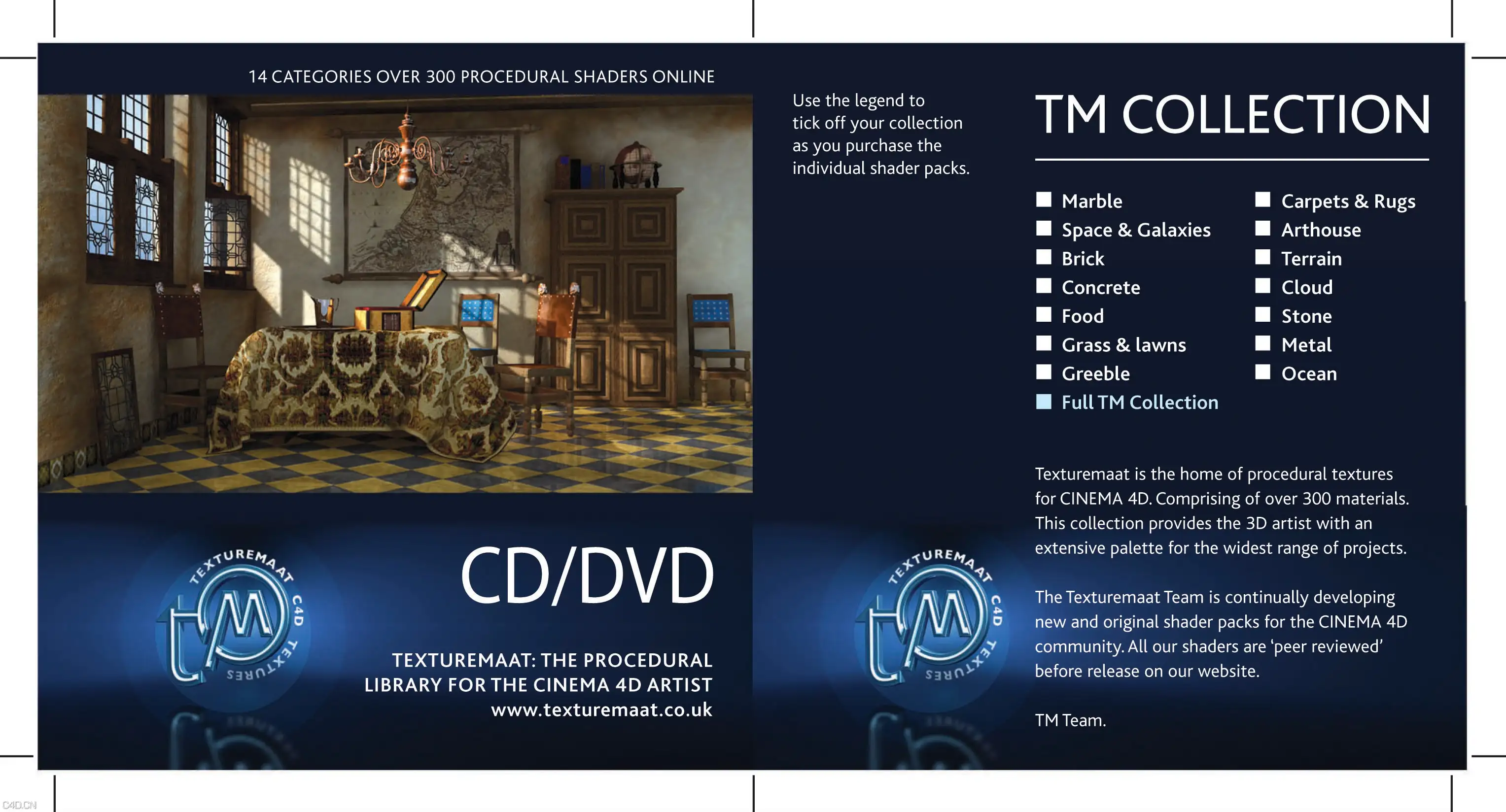300个C4D室内建筑材质合集 TextureMaat - Procedural Textures Designed for C4D