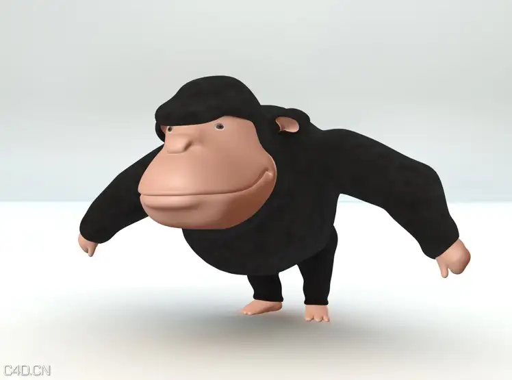 卡通黑猩猩C4D模型 Chimpanzee 3d models