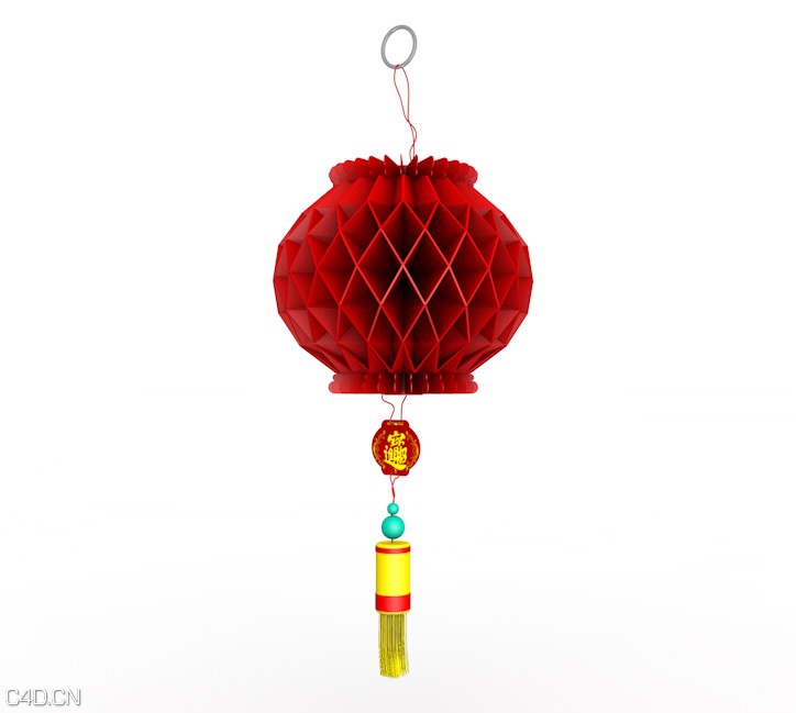 塑纸灯笼C4D模型、折叠灯笼3D模型 lantern