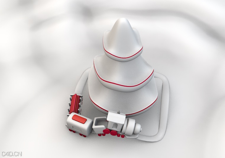 卡通圣诞列车、卡通小火车、卡通雪松C4D模型