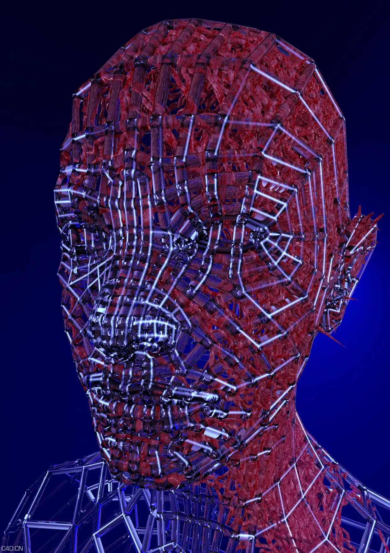 C4D男性人头像光线扫描工程 Avatar ray scanning project