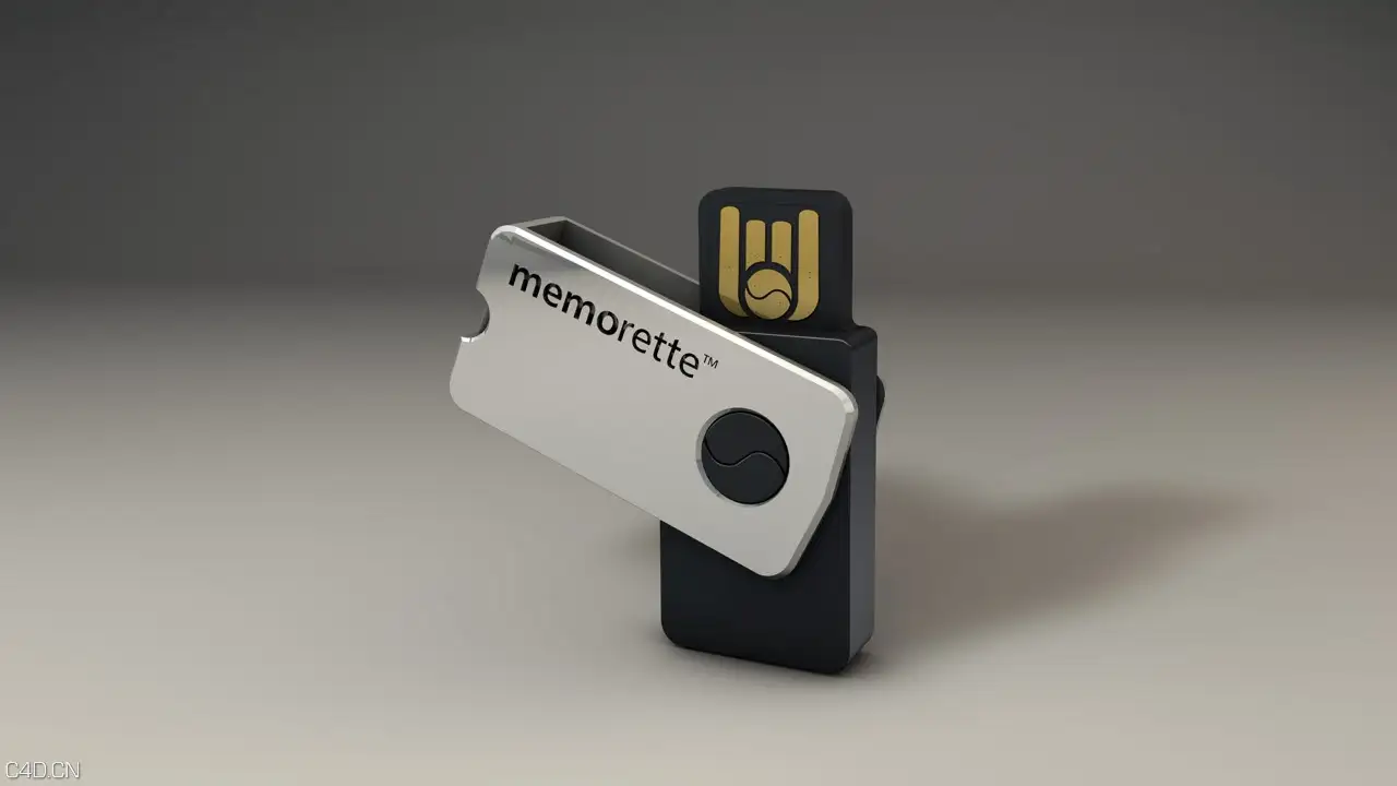 旋转U盘C4D模型 USB drive