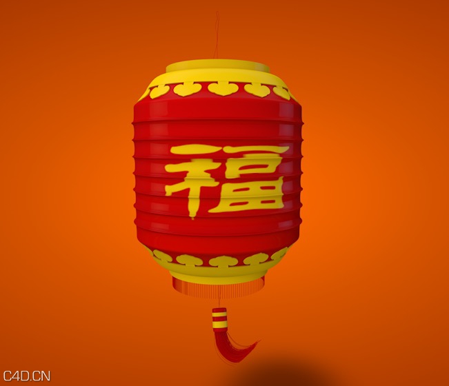 春节灯笼、红灯笼、福字灯笼C4D模型 lantern