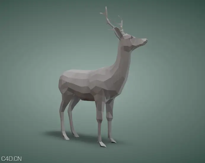 低面动物模型：鹿C4D模型 deer