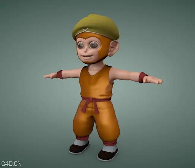 小猴子3D模型 孙悟空卡通形象C4D模型 monkey