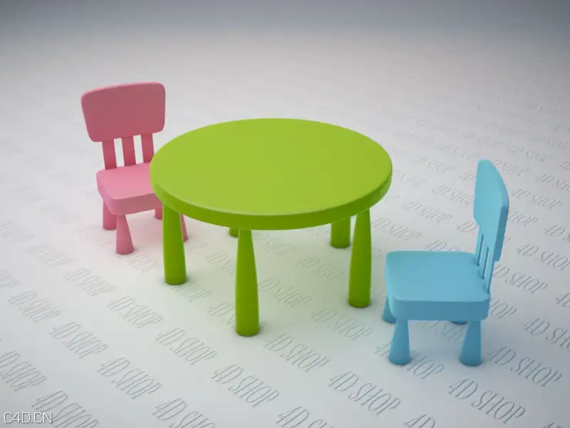 儿童桌椅、幼儿桌椅C4D模型 children chair