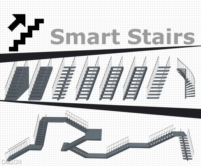 C4D智能楼梯插件 Smart Stairs 1.04 - C4D之家 - smartstairspackage.jpg