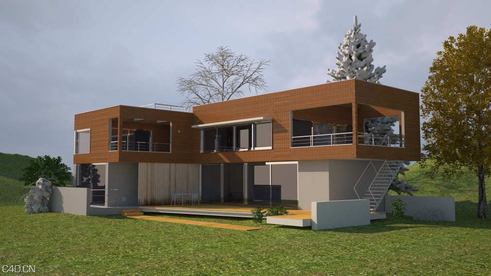 野外时尚别墅C4D FOR VRAY渲染工程文件 Villa - C4D之家 - Villa.jpg