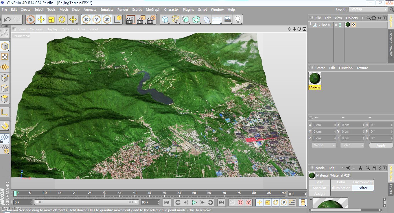 【北京地形模型和视频分享】C4D真实地形快速建模