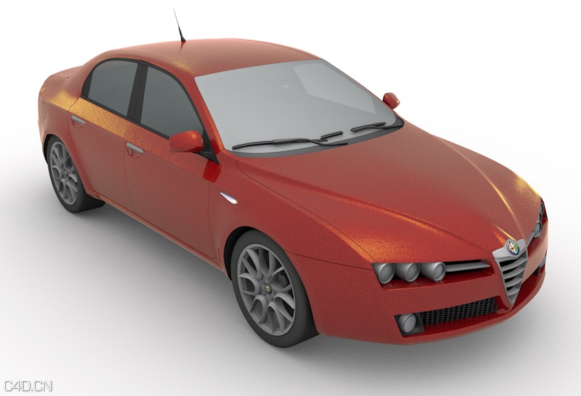 红色阿尔法罗密欧 159汽车C4D模型 alfa romeo 159