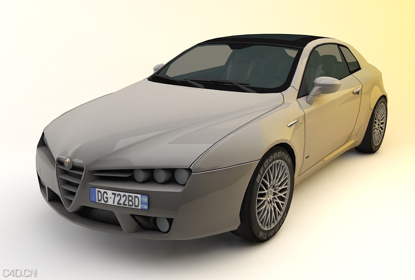 银灰色阿尔法罗密欧布雷拉两厢轿车C4D模型 alfa romeo brera