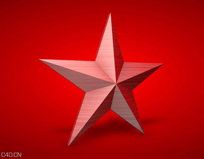 红色五角星C4D模型 Five-pointed star