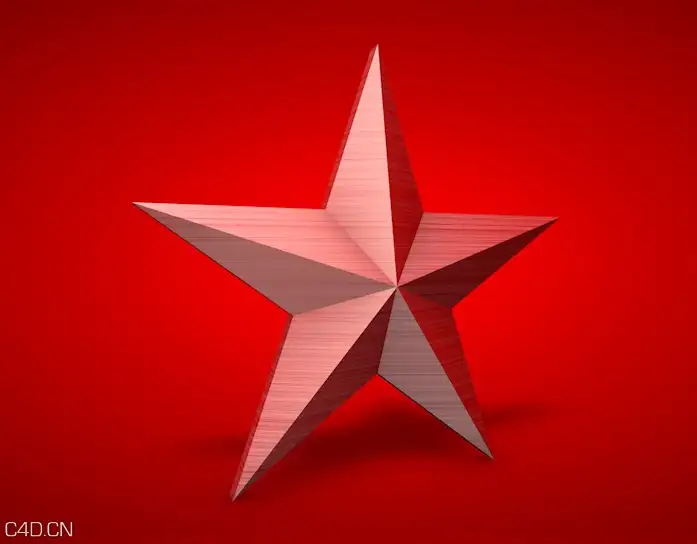 红色五角星C4D模型 Five-pointed star