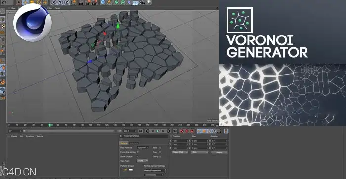 C4D随机多边形样条生成器破碎效果常用插件Cinema 4D VoronoiGenerator 1.0 - C4D之家 - VoronoiGenerator-2.jpg
