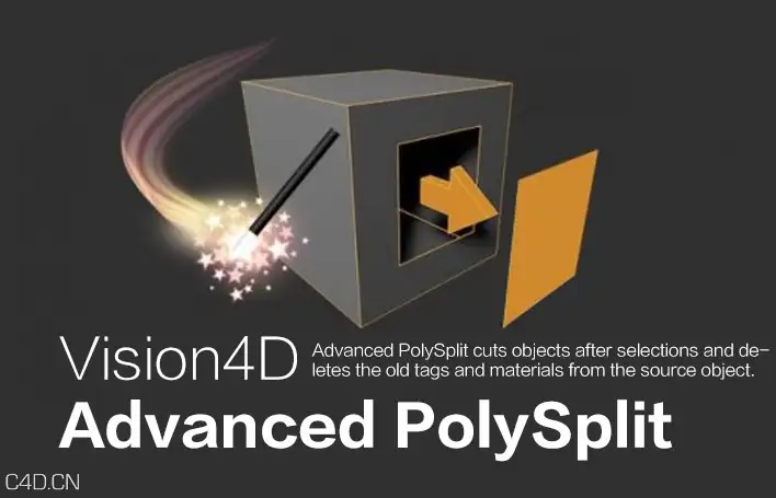 C4D面片分离插件 Vision4D Advanced PolySplit R15/R16/R17 Win/Mac