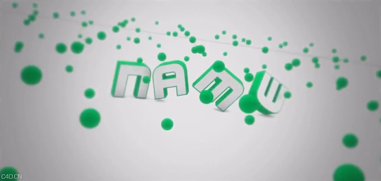 C4D/AE弹跳的绿色圆球和片头文字工程模板 Text titles project template