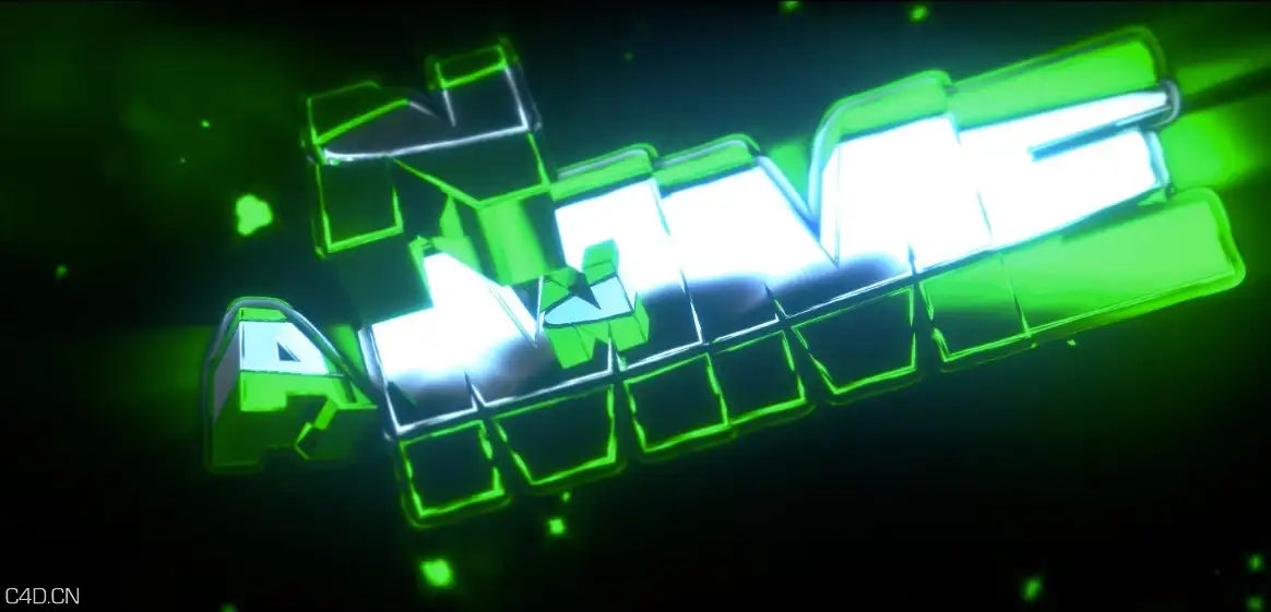 C4D/AE酷炫的绿色片头文字动画工程模板 New Ninja Template