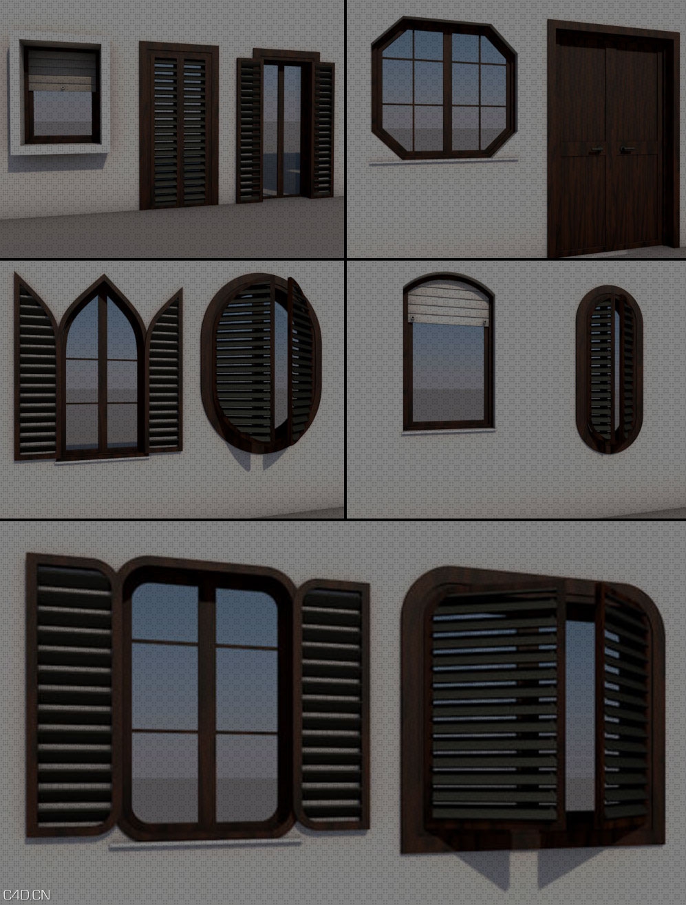 C4D窗户门生成制作插件+使用教程 Caleidos4D Win4Doors v1.70