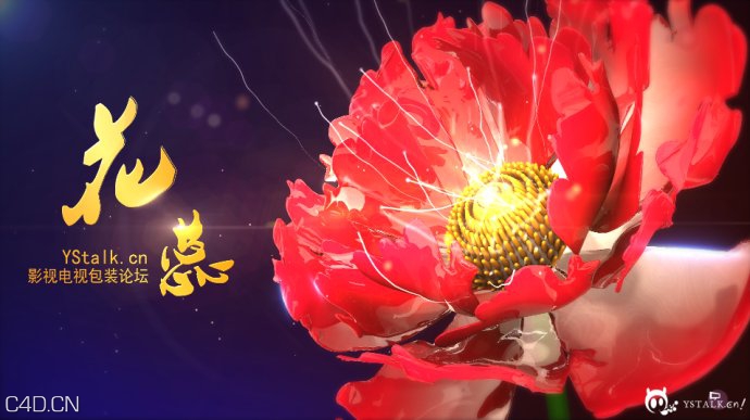 牡丹花C4D/ae工程文件 Peony flower