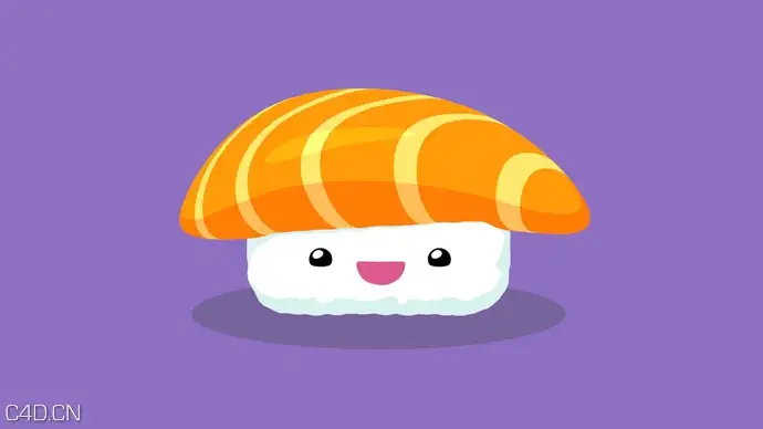 C4D二维卡通寿司动画制作教程 ANIMATING A SIMPLE SUSHI CHARACTER TUTORIAL