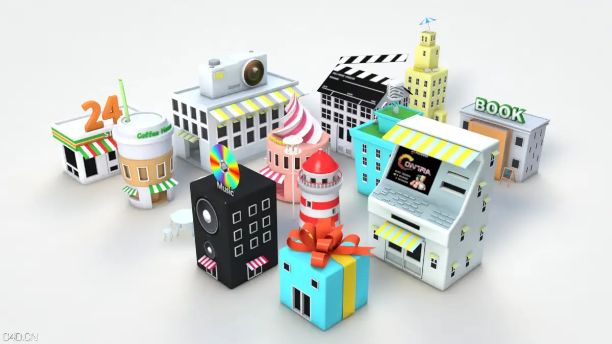 一些有趣的卡通建筑C4D模型 Cartoon architecture - C4D之家 - 模型.jpg