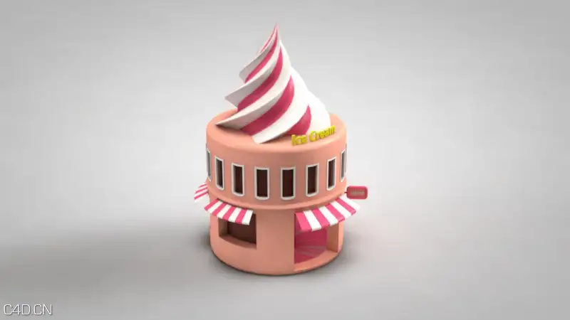 一些有趣的卡通建筑C4D模型 Cartoon architecture - C4D之家 - ice.jpg