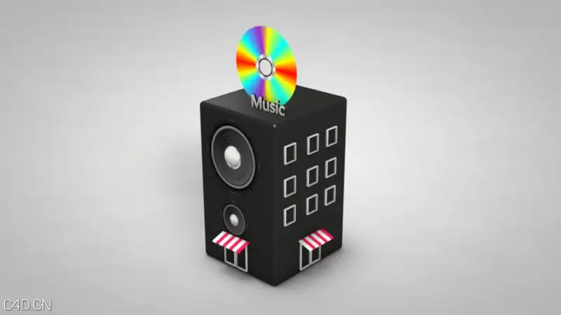 一些有趣的卡通建筑C4D模型 Cartoon architecture - C4D之家 - music.jpg